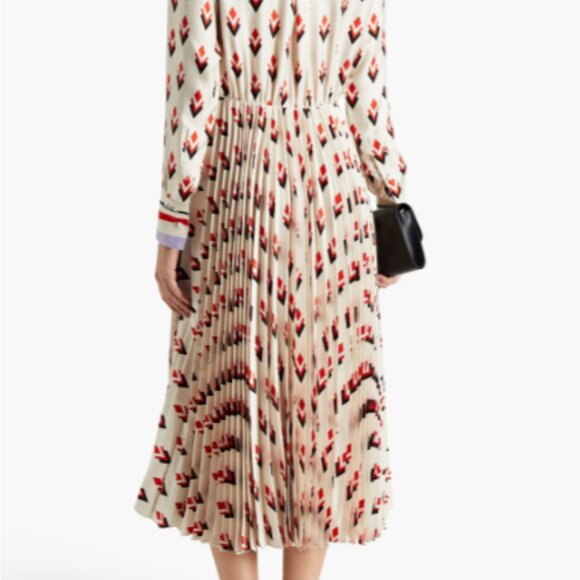 Valentino Garavani Bow Pleated Silk Twill Midi Dress - Picture 3 of 9